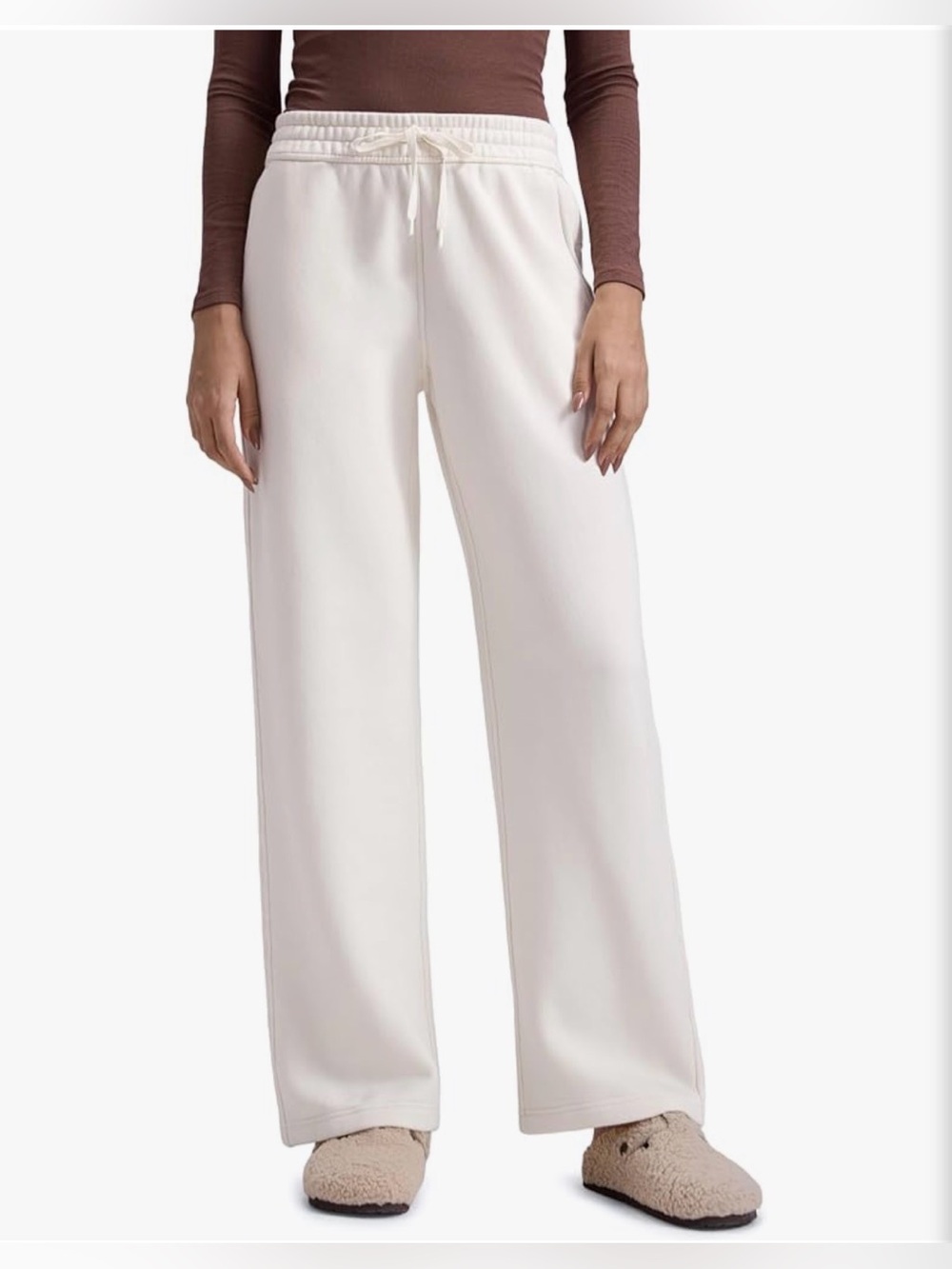 CRZ Yoga Milky White Bone Fleece lined cotton sweat pants
